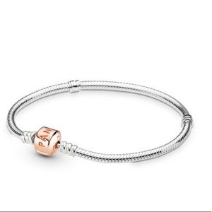 925 SILVER CHARM BRACELET WITH PANDORA ROSE CLASP